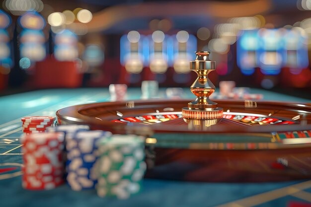 Live casino dealer and gaming table setup